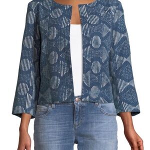 Eileen Fisher Hand Print Organic Indigo Patterned Jacket